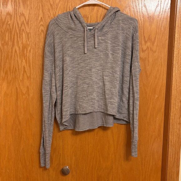 Athleta Coaster Crop Hoodie Women's Size S Heathered Grey Sweatshirt - Picture 2 of 4